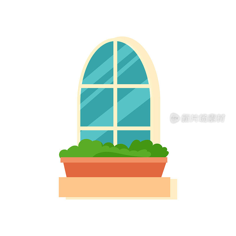Window. Interior element. Cleaning the facade of the house. Window frame. Vector illustration isolated on white background. Cartoon style.